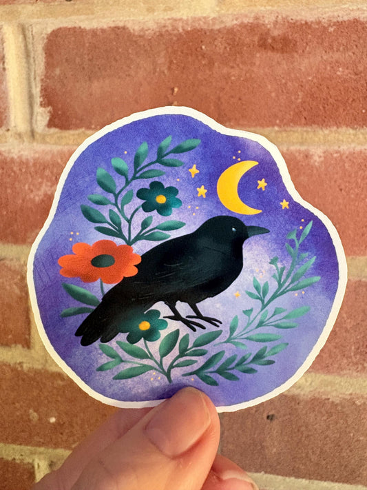Crow Sticker | Witchy Gothic Art, Laptop Kindle Sticker