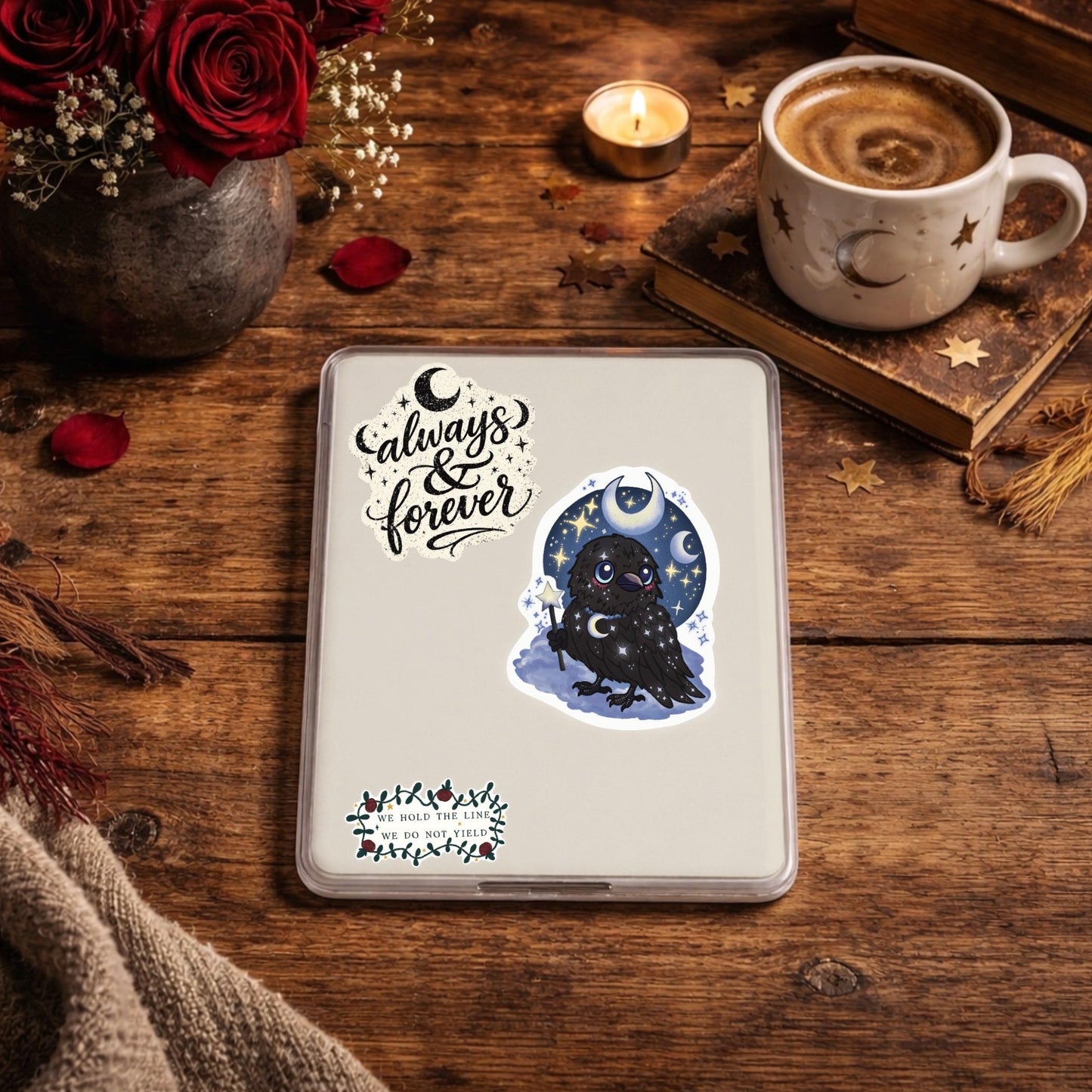 Moon Crow Sticker | Witchy Gothic Art, Laptop Decal
