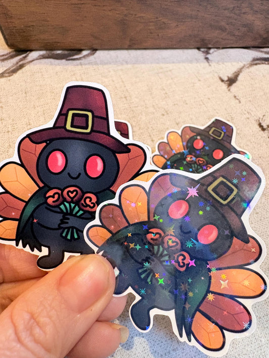 Spooky Thanksgiving Mothman Sticker | Cryptid Gift