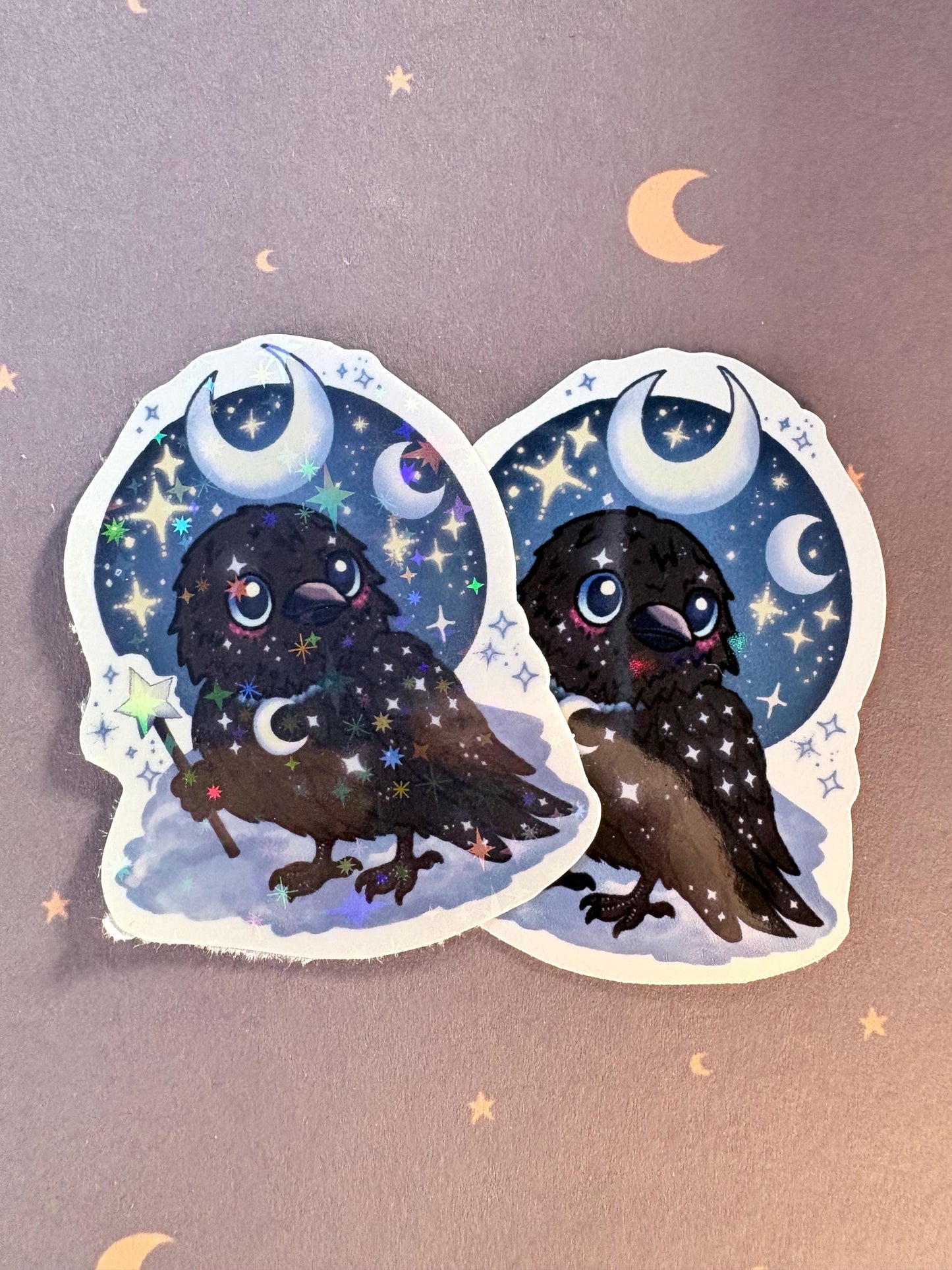 Moon Crow Sticker | Witchy Gothic Art, Laptop Decal