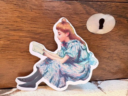 Reading Young Lady Sticker| La Liseuse | Federico Zandomeneghi (1841-1917)