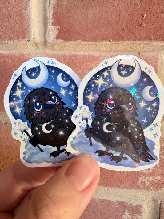 Moon Crow Sticker | Witchy Gothic Art, Laptop Decal