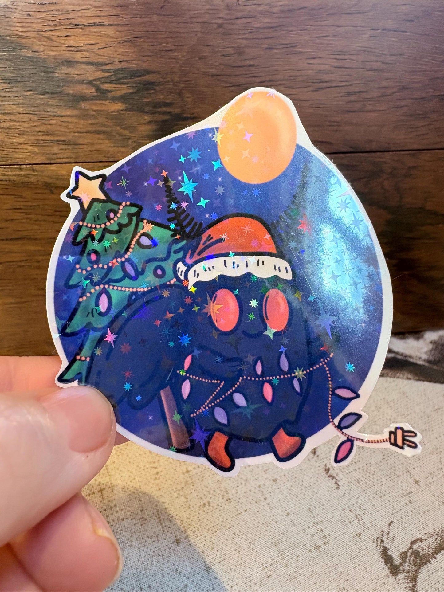 Spooky Christmas Mothman Sticker | Cryptid love