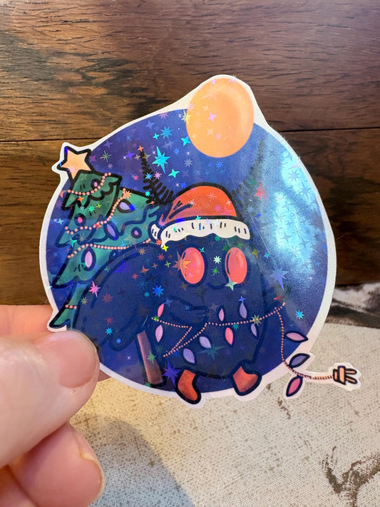 Spooky Christmas Mothman Sticker | Cryptid love