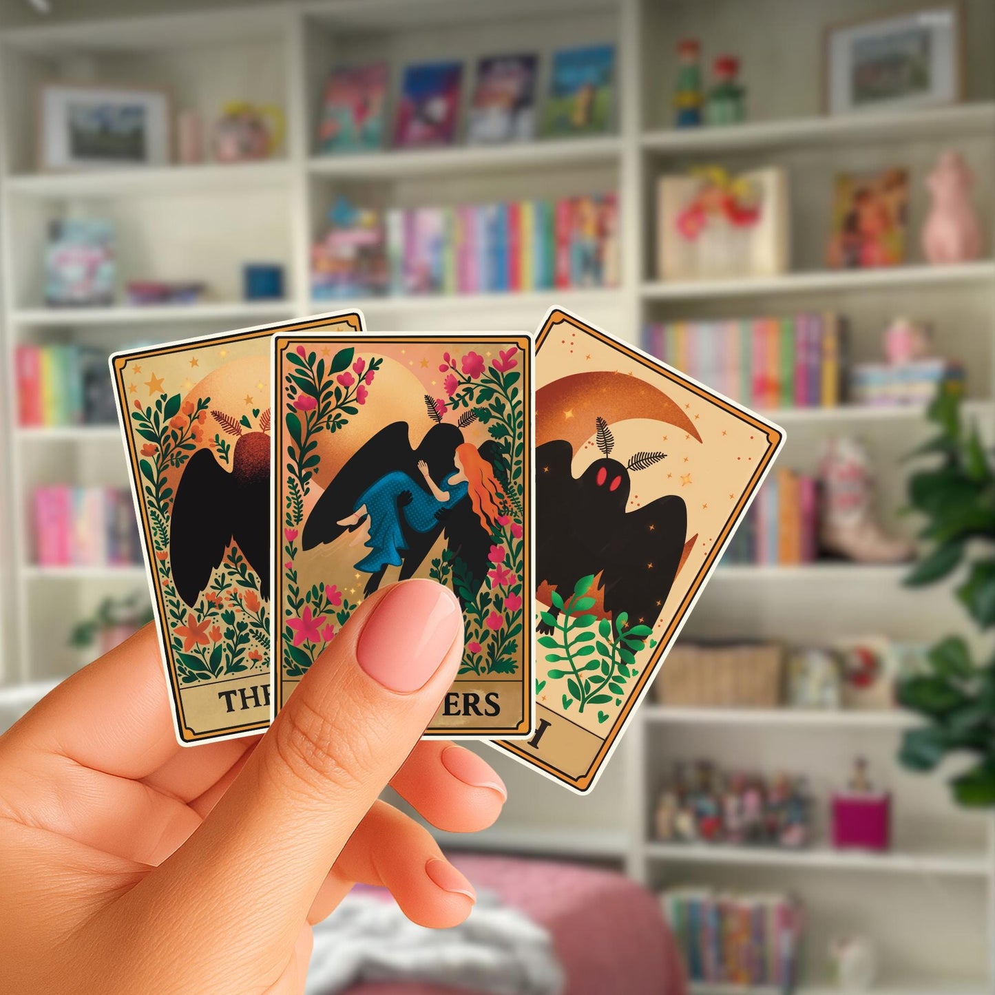 Mothman Tarot Sticker Collection| Set of 3 | Lovers/Moon/Death