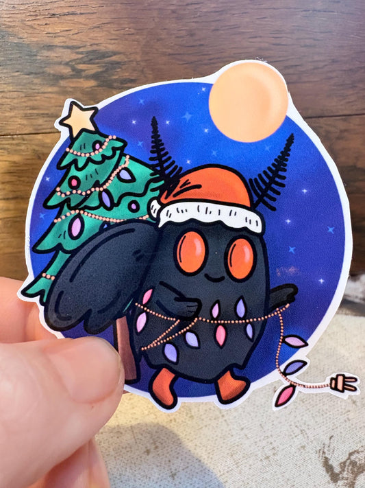 Spooky Christmas Mothman Sticker | Cryptid love