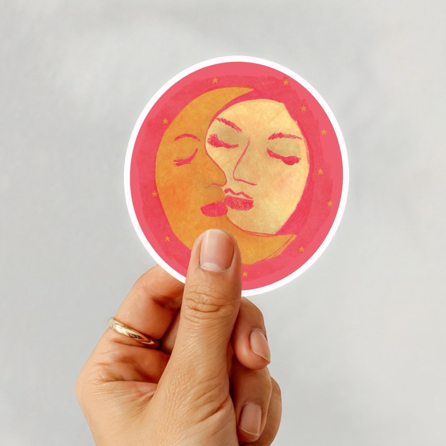 Divine Feminine Moon Vinyl Sticker • Pink Celestial Art