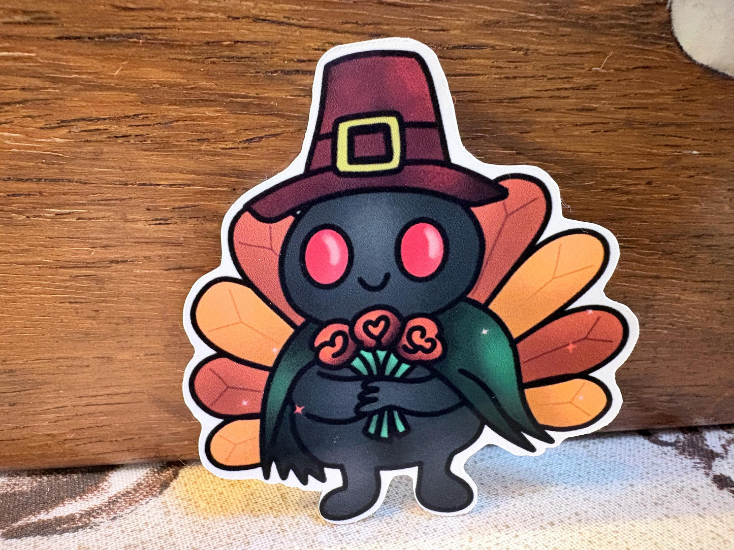 Spooky Thanksgiving Mothman Sticker | Cryptid Gift
