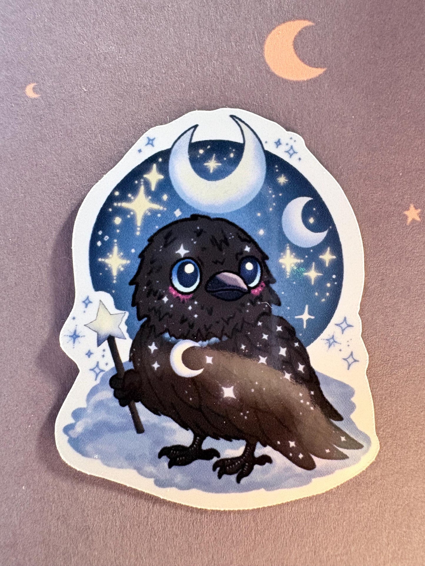 Moon Crow Sticker | Witchy Gothic Art, Laptop Decal