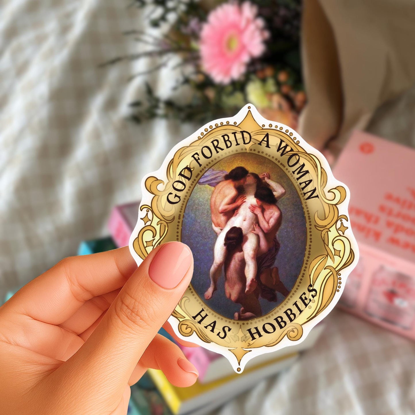 God Forbid a woman has hobbies Sticker | Feminist Art | Renaissance Painting