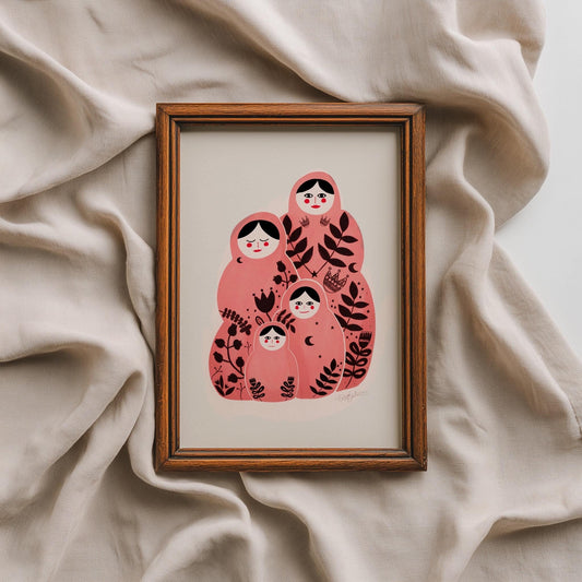 Mystical Folk Femme - Matryoshka Inspired Art Print (Various Sizes Available)