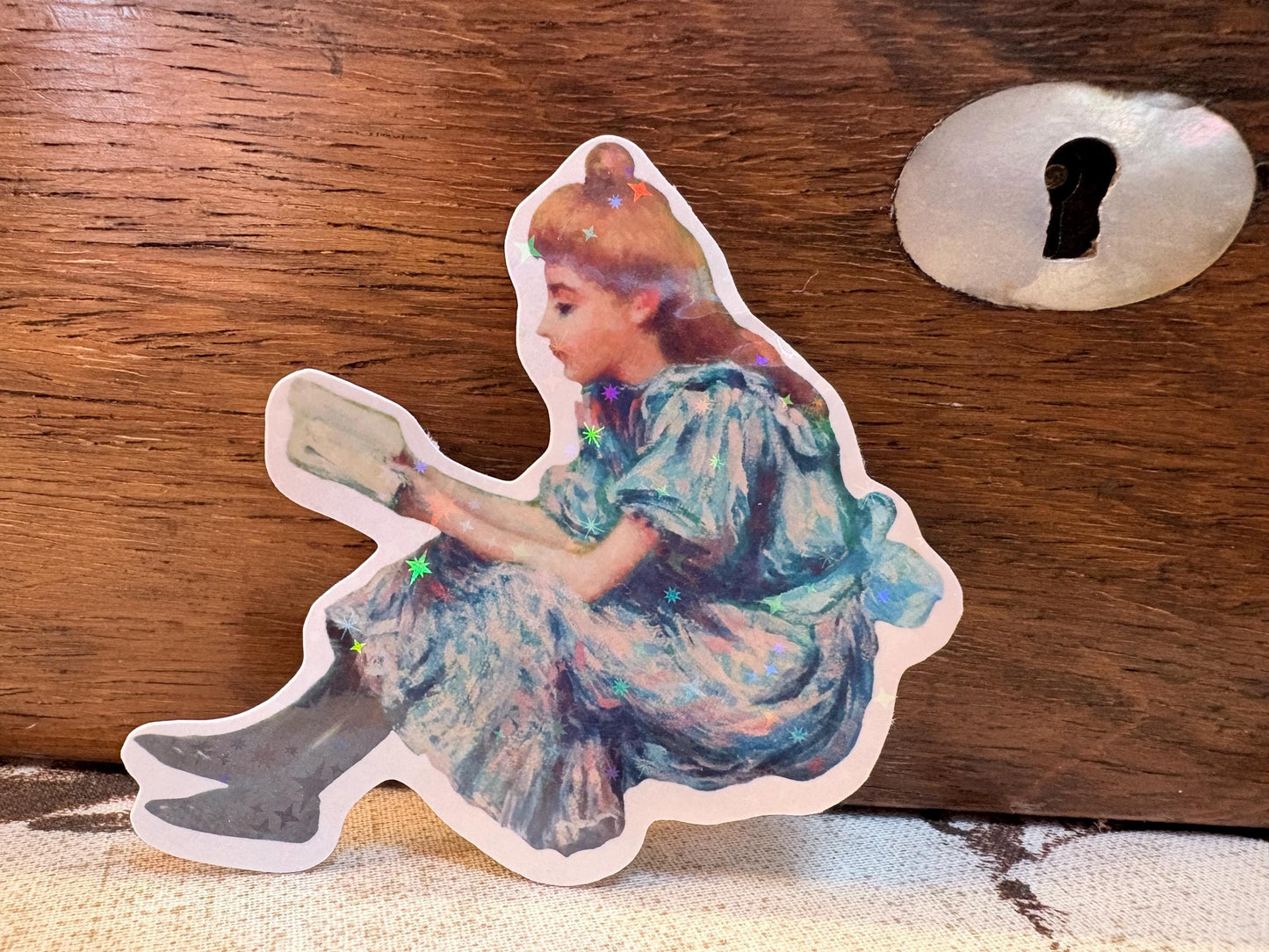 Reading Young Lady Sticker| La Liseuse | Federico Zandomeneghi (1841-1917)