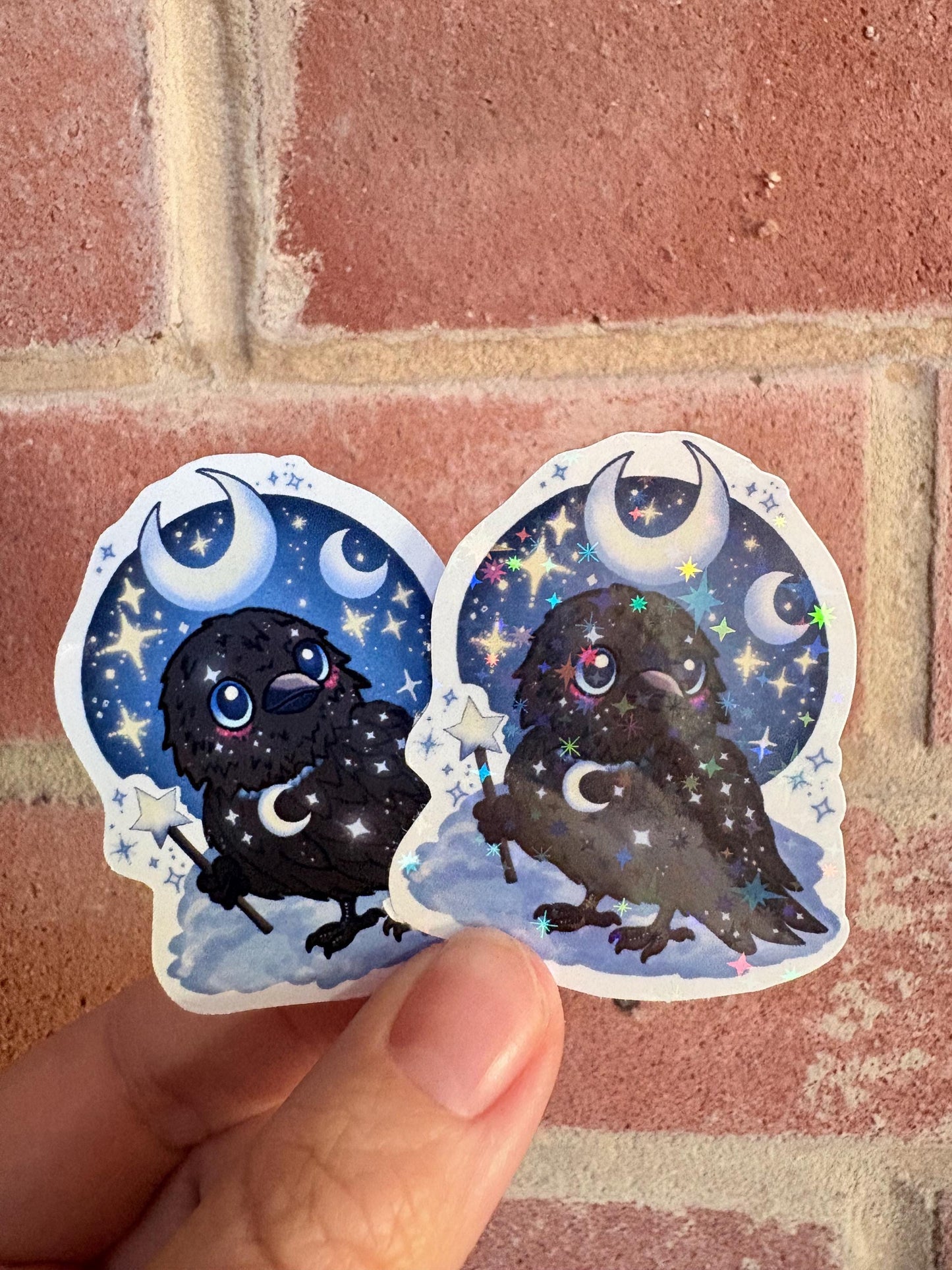 Moon Crow Sticker | Witchy Gothic Art, Laptop Decal