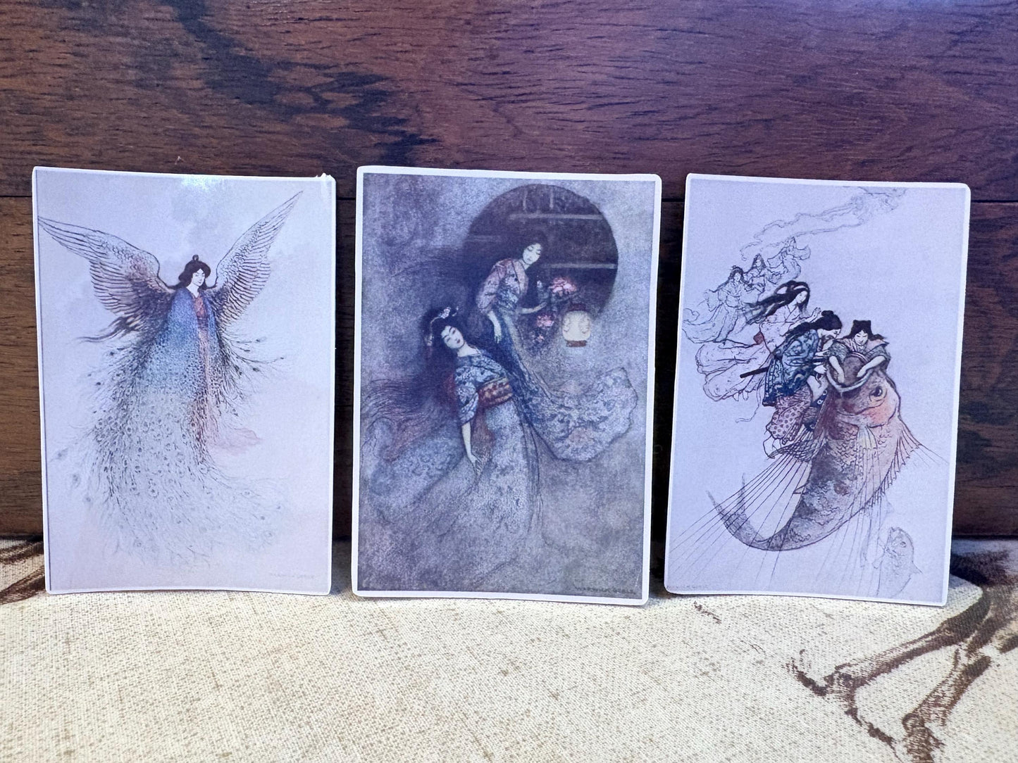 Japanese Fairy Tale Stickers | Warwick Goble Art, Vintage Style (Set of 3)