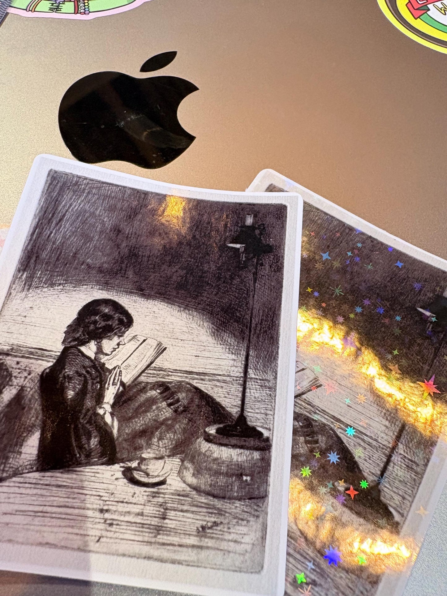 Reading by Lamplight Sticker (1859) James Abbot McNeill Whistler | Fine Art Sticker