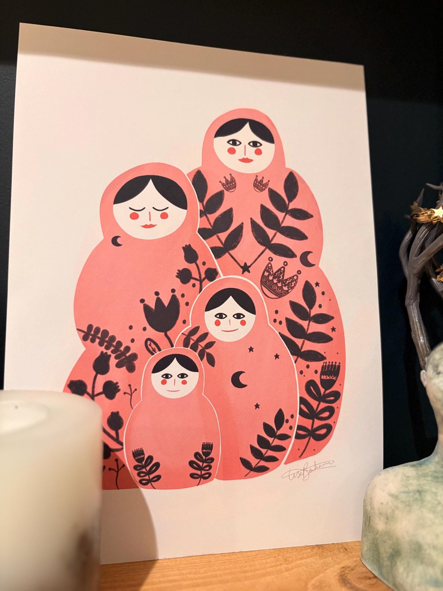 Mystical Folk Femme - Matryoshka Inspired Art Print (Various Sizes Available)